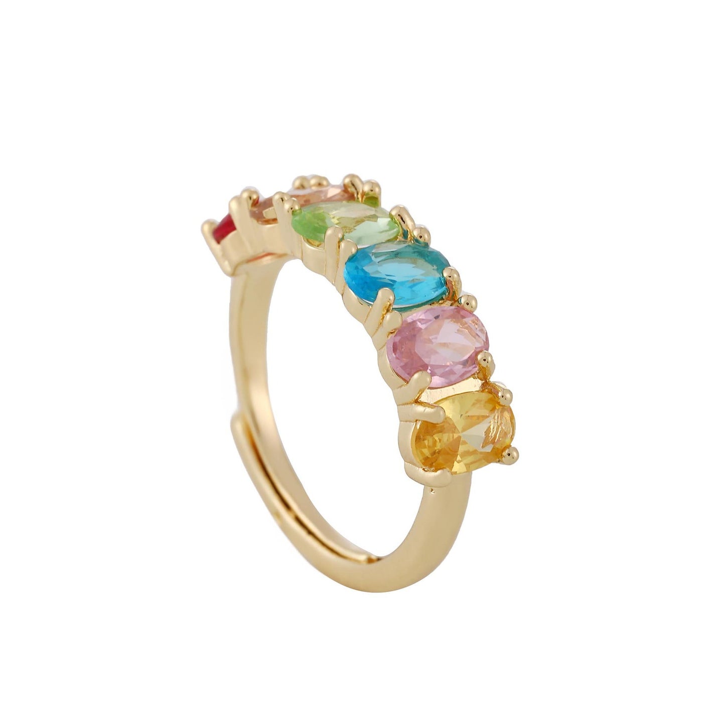 Women's All-match Simple Retro Color Zircon Ring