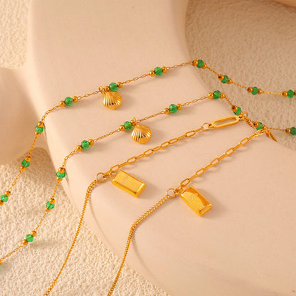 Shell Gold Brick Pendant Anklet For Women